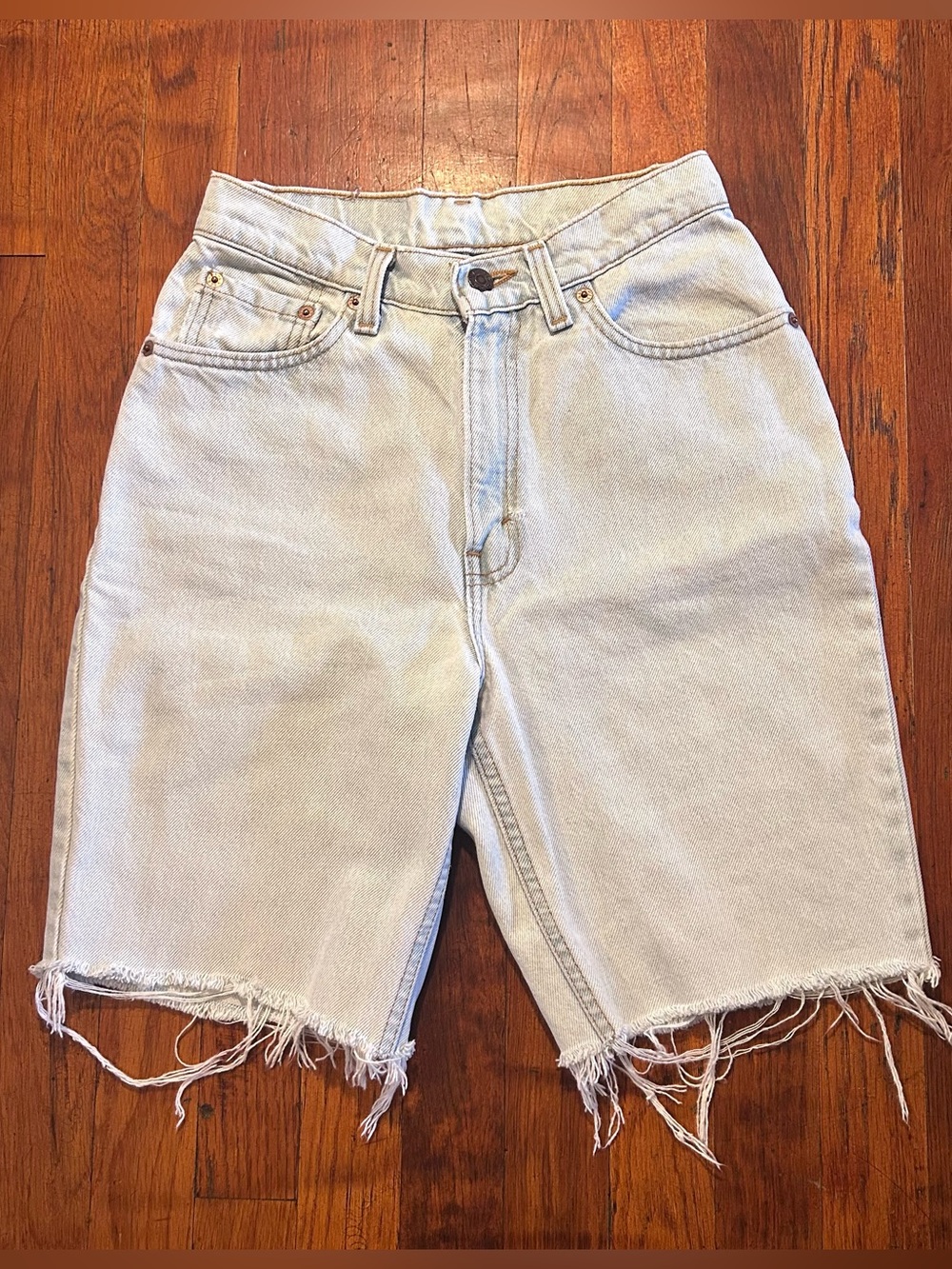 Vintage ‘90s Levi’s 512 High Rise Light Wash Cut Off Denim Jean Shorts Jorts 24